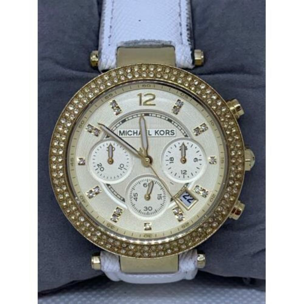 Michael Kors MK5688 Women's Watch Chronograph Analog White Band Date 39mm C244